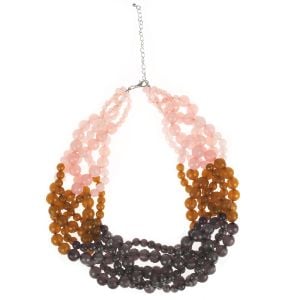 Atida Plaited Ombre Bead Necklace - Deep Violets