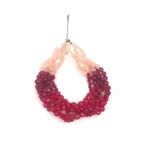 Queen's Plaited Ombre Bead Necklace - Rose Peach